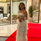 White Vintage Fashion A-line Off-shoulder Long Chiffon tulle Tiered Ruffle Ball Gown Evening Dress Party Dress Prom Dress gh3658
