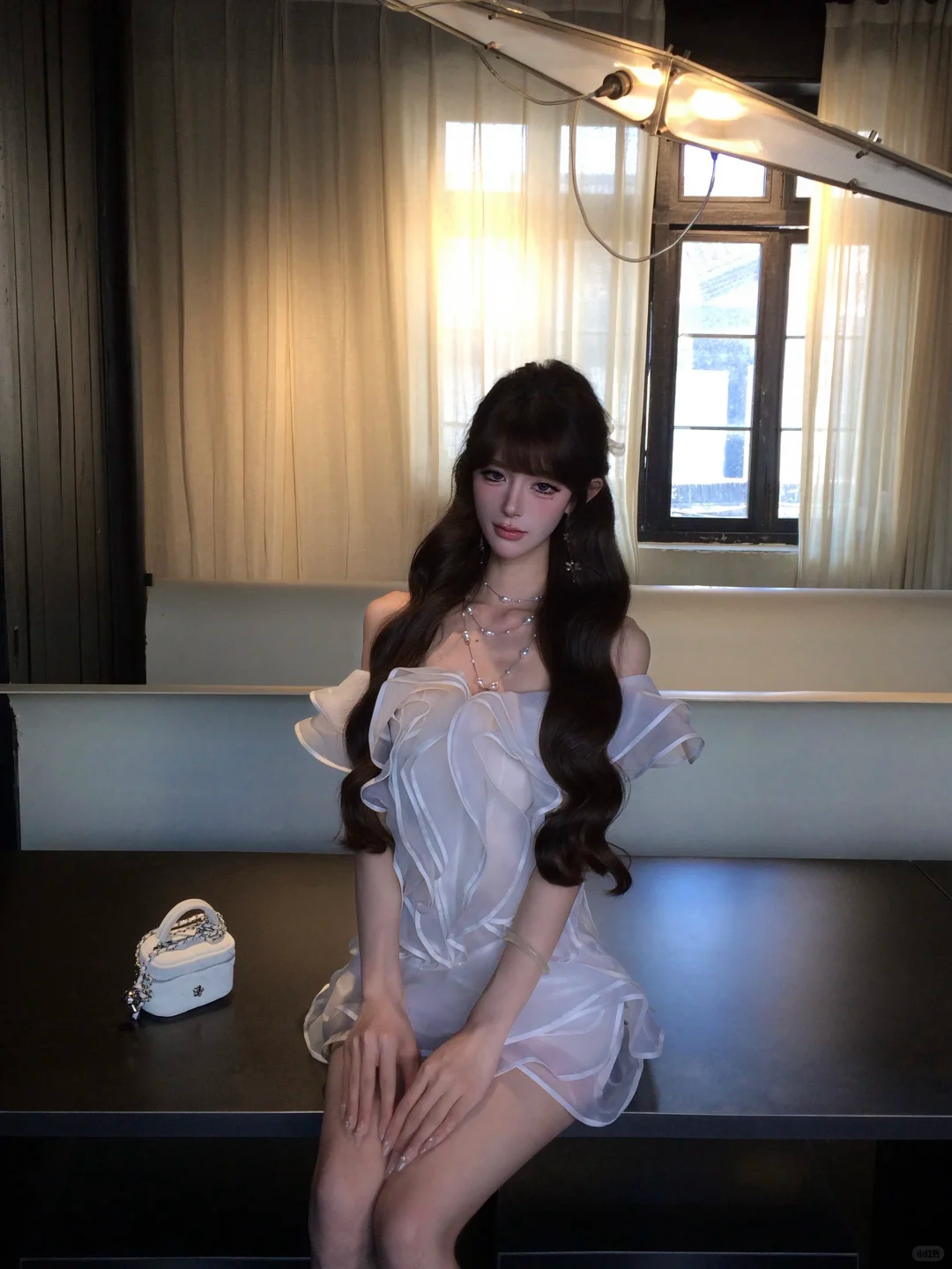 Women Romantic White Off Shoulder Homecoming Dress 3D Rose Ruffled Flowy Short Party Dress gh9417