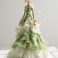 ✨Girlhomeshops-Green Forest Fairy 3D Floral Tiered Tulle Ball Gown gh10497