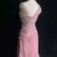 ✨Girlhomeshops-One Shoulder Dusty Pink Beaded Chiffon Mermaid Evening Gown gh10278