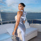 Silver solid color sling elegant simple long evening dress party dress gh3027