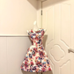 White Base Colorful Floral Print Sleeveless Short Cocktail Dress, Round Neck High‑Waist A‑Line Mini Homecoming Gown gh9158