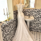 White Strapless Lace Waist-Cinched Slim Fit Minimalist Elegant Romantic Dress, Wedding Gown gh7617