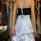Black White Contrast Strapless Sweetheart Evening Gown Sequin Bodice Big Bow Draped Satin Long Prom Dress gh9716