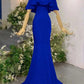 Schulterfreies, halterloses Meerjungfrauenkleid aus rosa Satin | Luxuriöses, elegantes Maxikleid mit Rüschenschleppe für den Galaball gh6482
