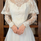 Off‑White Long Puff Sleeve Fitted Waist Elegant Vintage Long Prom Gown, Wedding Prom Dress gh8596