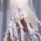 ✨Girlhomeshops-Champagne Spaghetti Strap Prom Dress Cowl Neck Floral Ruffle Sequin Evening Gown gh9967