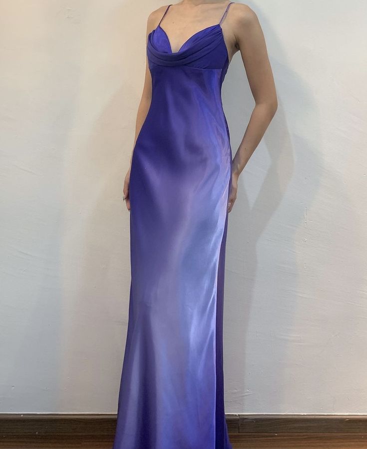 Lila Farbverlauf Spaghettiträger Einfaches Tüll Ballkleid Abendkleid Partykleid gh3220