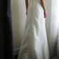 Spaghetti Strap Square Neck Satin Mermaid Wedding Dress, Ruched Bodice 3D Fabric Flower Appliqué Sheath Bridal Gown gh9124