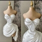 Schwarzes, kurzes Satin-Heimkehrkleid mit Perlen, Ballkleid, Geburtstagskleid, gh4931