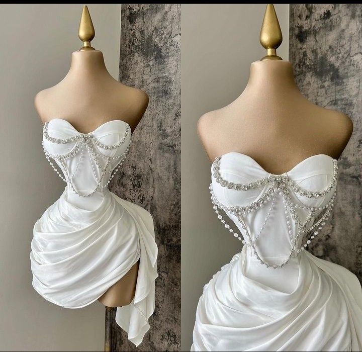 Schwarzes, kurzes Satin-Heimkehrkleid mit Perlen, Ballkleid, Geburtstagskleid, gh4931