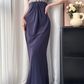 Navy‑Blue‑Vintage‑Gown Deep‑V‑Neck Sequin‑Cap‑Sleeves Silver‑Grey‑Beaded‑Waist‑Sash Gathered‑Draped‑Bust Matte‑Crinkled‑Fabric Fitted‑Mermaid‑Floor‑Length‑Evening‑Prom‑Dress gh8835