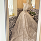 Ivory Strapless Waist-Cinched Voluminous Full Flared Long Romantic Dress, Wedding Gown gh7666