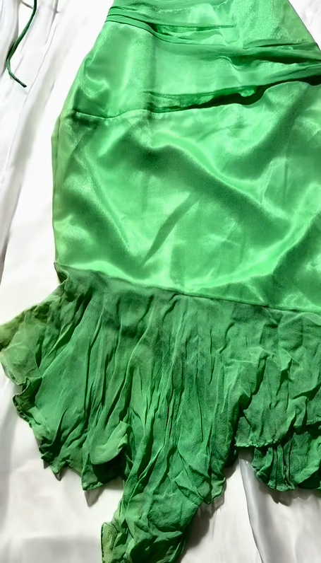 Vintage Green Halter Fitted Waist Slim Long Prom & Evening Party Dress With Irregular Hem gh8513