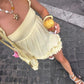 Girlhomeshops - Robe de soirée courte en mousseline de soie jaune, tenue d'anniversaire, gh5288