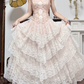 Light Pink Vintage Strapless Prom Gown, Sweetheart Neckline, Diamond Cut‑Out Bodice, Lace Appliqués Fitted Waist, Multi‑Tier Ruffled Lace Cake Ball Gown Skirt, Vintage Court Evening Prom Dress gh8749
