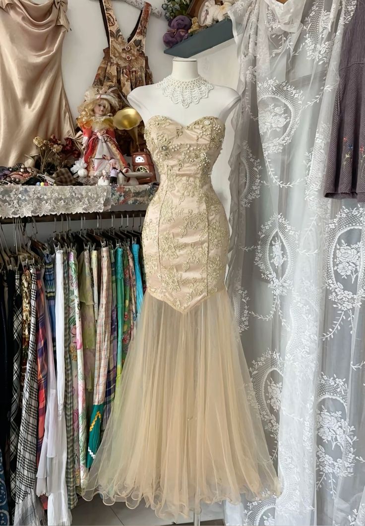 Champagner Gold Exquisite Spitze Elegante Rohr Lange Fischschwanz Meerjungfrau Schlank Ballkleid Abendkleid Party Kleid gh3245