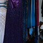 Dark Purple Fully Beaded Evening Gown V Neck Spaghetti Straps Criss Cross Back Long Prom Dress gh9735
