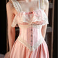 Robe de soirée mi-longue en satin et dentelle, rose, élégante et élégante, tenue de bal, de soirée, de remise de diplôme, gh4071