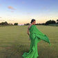 Green simple fashion one shoulder long satin ball gown evening dress party dress gh3355