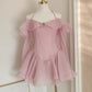 Pink Ruffle Short Chiffon Homecoming Dress Birthday Dress gh4625