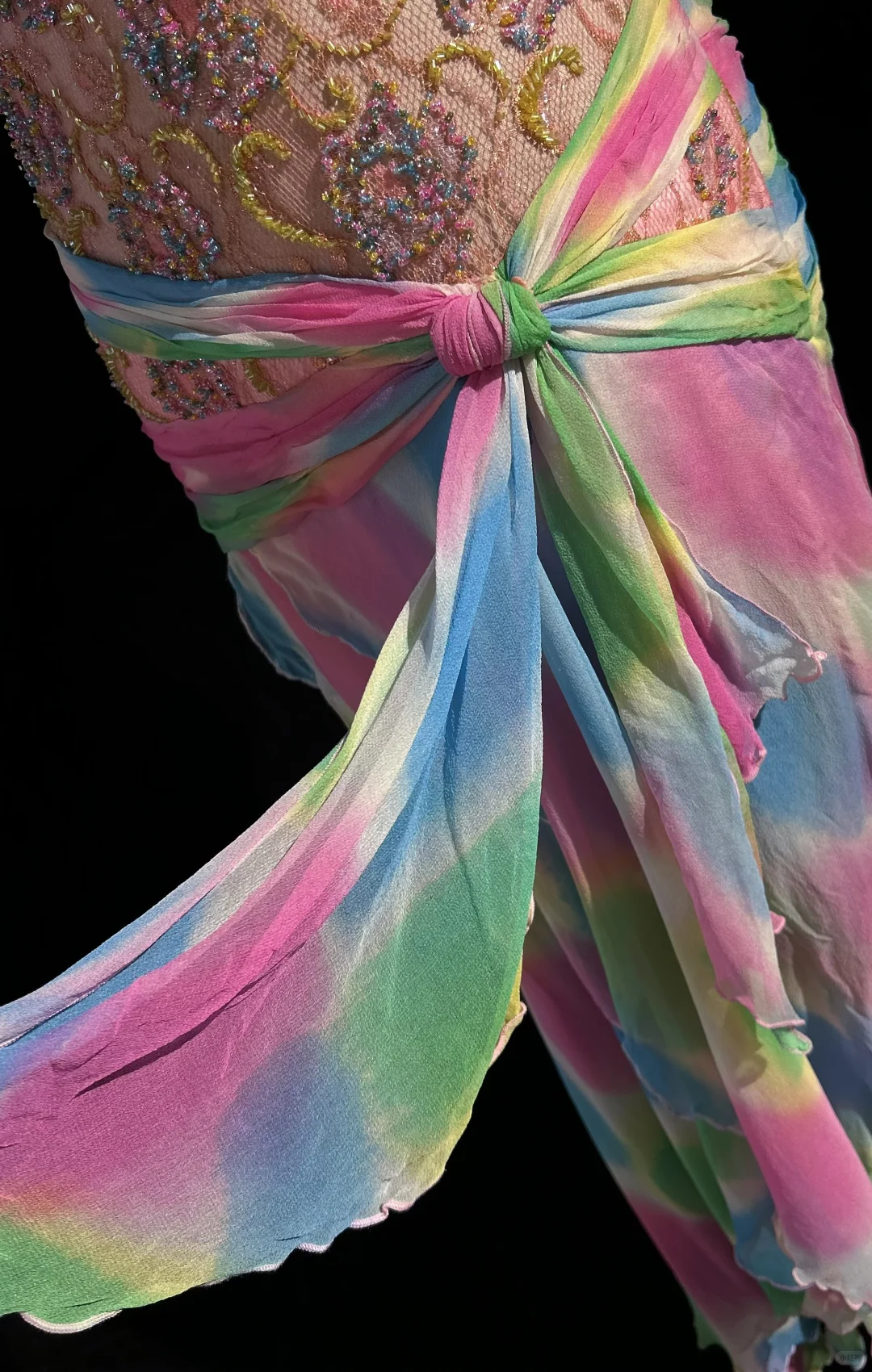 ✨Girlhomeshops-Rainbow Tie Dye Halter Beaded Chiffon Evening Gown gh10156