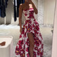 girlhomeshops-Blumenkleid, lang, Schlitz, Gartenpartykleid, gh5859