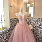 Blush Pink Strapless Cinched Waist Voluminous Skirt Long Romantic Dress, Wedding Gown gh7791
