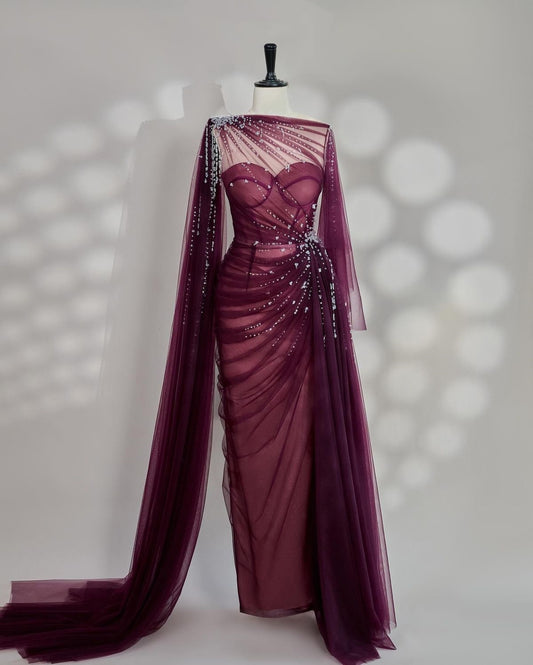 Girlhomeshops-Black/Wine Red/Light Brown Exquisite Beaded Sweetheart Collar Long Tulle Prom Dress Evening Dress Party Dress gh5386
