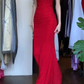 Red Vintage Prom Dress Strapless Tube Neck Ruched Bodice Sparkle Bodycon Mermaid Long Evening Gown gh9616