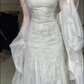 Off‑White Chinese Style Halter Mermaid Evening Gown, Mandarin Collar Lace Panel, Pearl Chain Straps, Sequin Jacquard, Flounce Side Ruffles, Floor‑Length Prom Dress gh8927