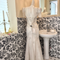 White Short Sleeve Rhinestone Waist-Cinched Figure-Flattering Sexy Bodycon Romantic Dress, Wedding Gown gh7752