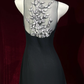 ✨Girlhomeshops-Black Spaghetti Strap Beaded Floral Gown Asymmetrical Sheer Mesh gh10142