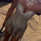 Girlhomeshops – Silbernes, wunderschönes, exquisites, kurzes Heimkehrkleid mit Perlen, Cocktailpartykleid gh5452