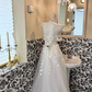 White Strapless Embroidered Waist-Cinched Slim Elegant Romantic Dress, Wedding Gown gh7655
