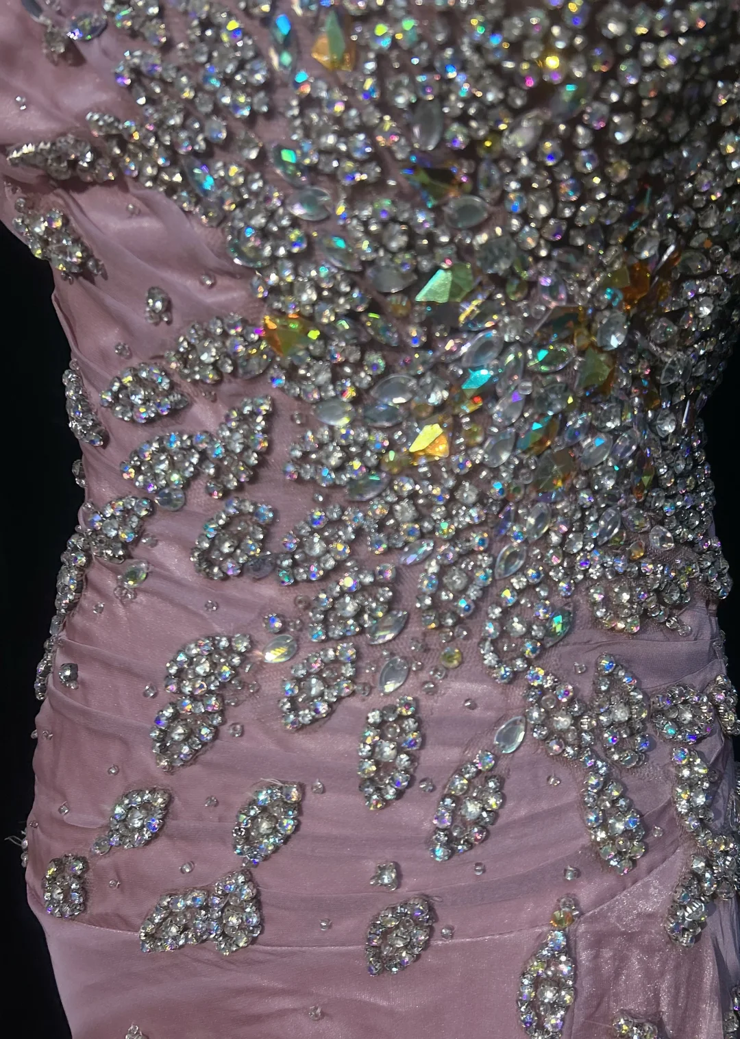 ✨Girlhomeshops-One Shoulder Dusty Pink Beaded Chiffon Mermaid Evening Gown gh10278