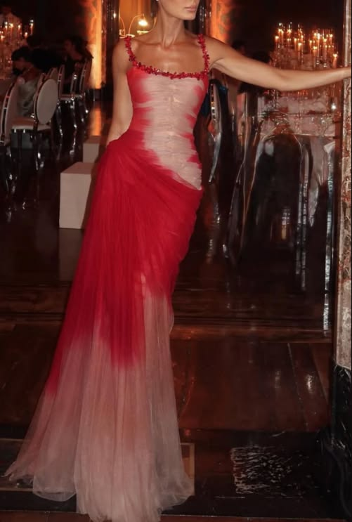 ✨Girlhomeshops-Pretty Spaghetti Straps Tulle Pleated Beaded Mermaid Prom Dress Formal Party Gown gh10162