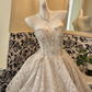 Ivory Strapless Waist-Cinched Voluminous Full Flared Long Romantic Dress, Wedding Gown gh7666