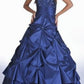 girlhomeshops-Elegant Navy Blue Strapless Ball Gown with Beaded Bodice and Ruched Embellished gh5814