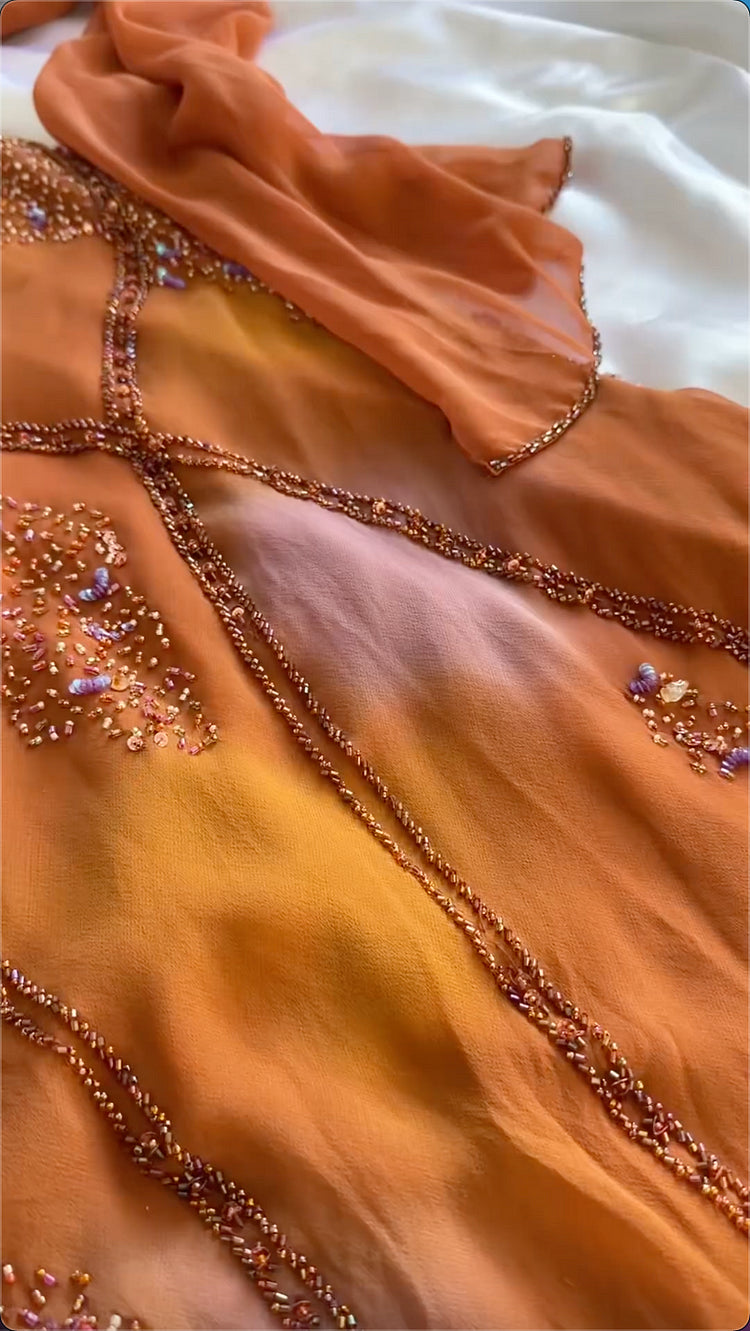Orange Gorgeous Vintage Exquisite Beading Long Chiffon Ball Gown Evening Dress Party Dress gh3332