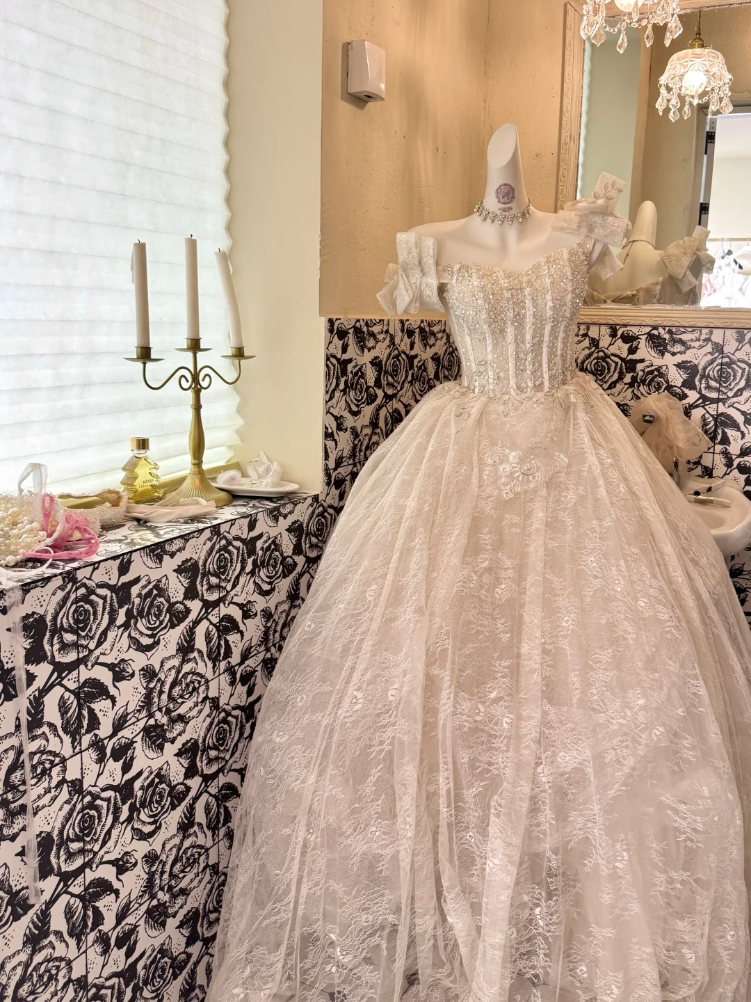 Ivory Bow Spaghetti Straps, Cinched Waist, Sequined Voluminous Skirt Long Romantic Dress, Wedding Gown gh7781