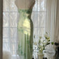 Hellgrünes, modisches One-Shoulder-Elegantes, exquisites Blumenmuster mit Perlen verziertes, langes, figurbetontes Chiffon-Ballkleid, Abendkleid, Partykleid, Ballkleid gh3626