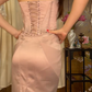 Light Pink Vintage Luxury Satin Strapless Fitted Waist Prom & Evening Party Dress gh8408