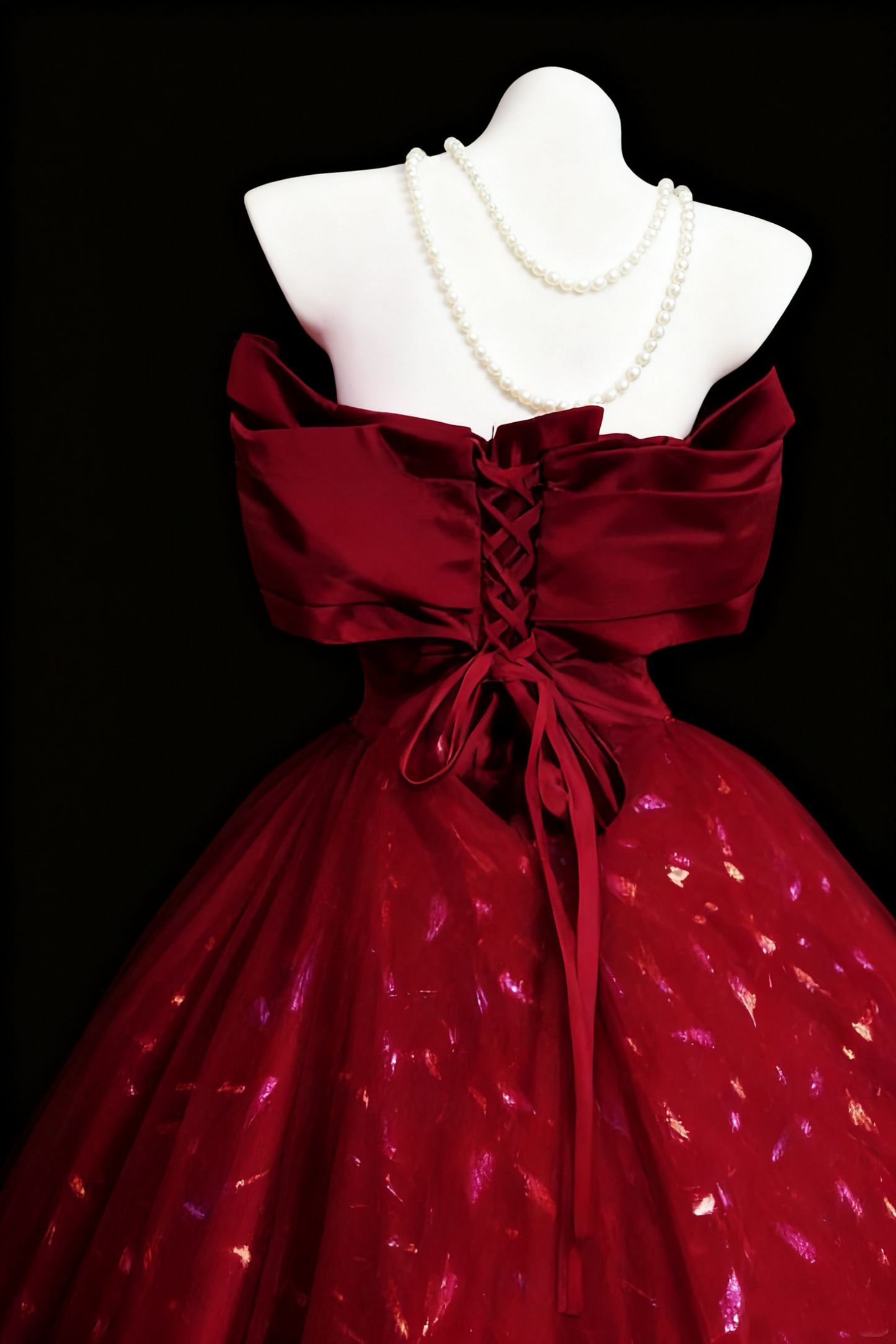 girlhomeshops-Red Shimmering Long Tulle Ball Gown gh6280