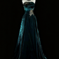 girlhomeshops-Teal Velvet pearled strapless Sleeveless Floor-Long Gothic Gown gh6318
