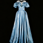 girlhomeshops - Élégante robe de bal longue en satin bleu gh6136