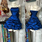 Luxury Vintage Royal Blue Strapless Fitted Waist Prom & Evening Party Dress gh8480