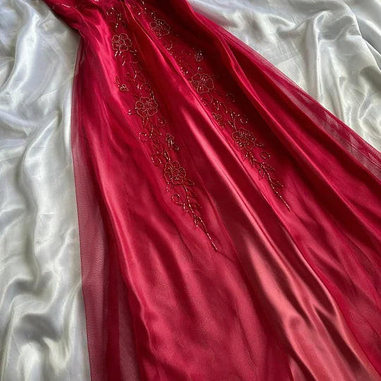Robe de soirée longue en mousseline de soie, robe de soirée ...