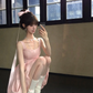 Women Sweet Pink Square Neck Homecoming Dress Wide Strap High Waist Irregular Ruffle Puffy Short Party Dress gh9425