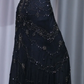 ✨Girlhomeshops-Gatsby Black Halter Beaded Long Evening Gown A Line gh10118